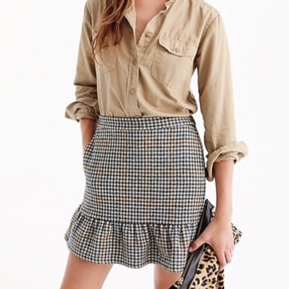 Jcrew ruffle skirt ( houndstooth)